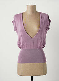 Pull col v manches courtes violet STEFAN GREEN femme