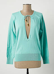 Pull col v manches longues bleu STEFAN GREEN femme