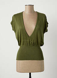 Pull col v manches courtes vert STEFAN GREEN femme