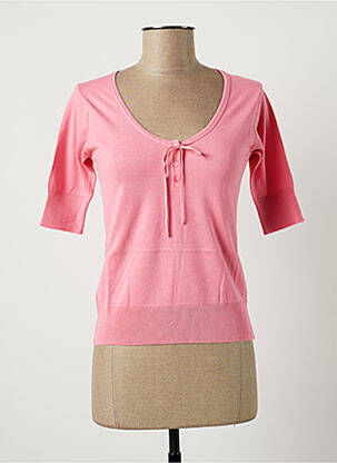 Pull finition bords-côtes manches courtes rose STEFAN GREEN femme
