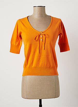 Pull finition bords-côtes manches courtes orange STEFAN GREEN femme