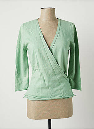 Gilet cache-cœur manches 3/4 vert STEFAN GREEN femme