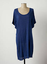 Robe mi-longue coupe fluide manches courtes bleu STEFAN GREEN femme