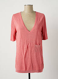 Pull finition bords-côtes manches courtes orange STEFAN GREEN femme
