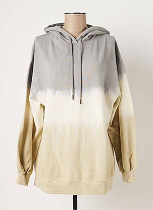 Sweat-shirt à capuche col v manches longues gris JUVIA femme