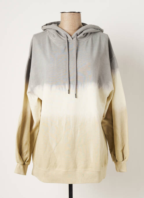 Sweat-shirt à capuche col v manches longues gris JUVIA femme