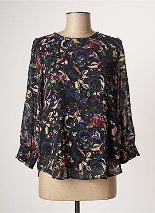 Blouse légère et transparente manches longues noir FRANSA femme
