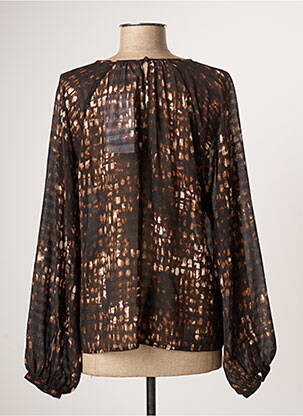 Blouse légère et transparente manches longues marron ICHI femme