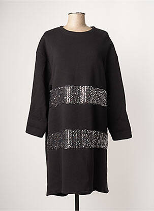 Robe mi-longue manches longues manches longues noir MY PEPPER femme