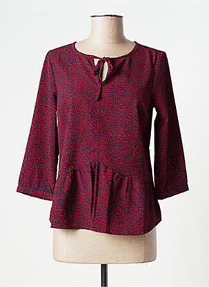 Blouse poignets boutonnés avec fente manches 3/4 rouge DDP femme