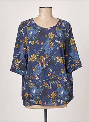 Blouse imprimé fleurs manches courtes bleu DIANE LAURY femme