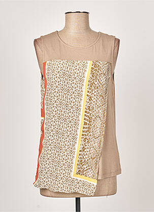 Top tissage jersey sans manche beige DIANE LAURY femme