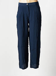 Pantalon chino fermeture zippée sous rabat boutonné taille haute bleu MARIE-SIXTINE femme