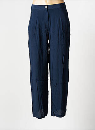 Pantalon chino fermeture zippée sous rabat boutonné taille haute bleu MARIE-SIXTINE femme