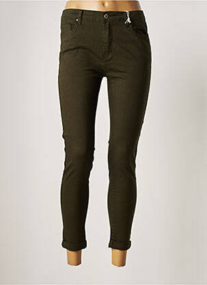 Pantalon 7/8 stretch taille normale vert CHERRY PARIS femme