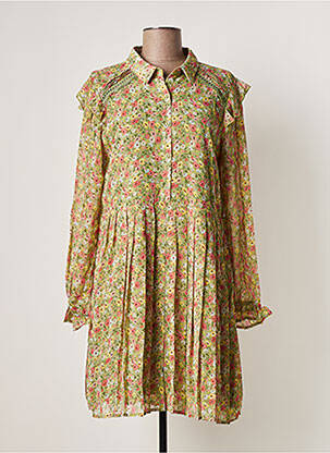 Robe courte manches longues manches longues vert CHERRY PARIS femme