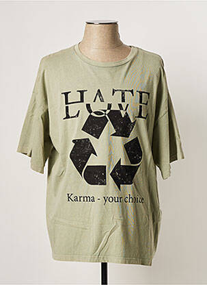 T-shirt imprimé fantaisie manches courtes vert MY ESSENTIAL WARDROBE femme