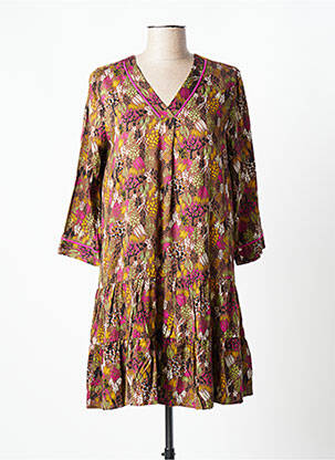 Robe courte manches 3/4 manches 3/4 marron LOLA ESPELETA femme