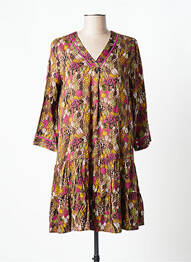 Robe courte manches 3/4 manches 3/4 marron LOLA ESPELETA femme