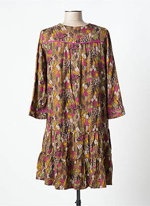Robe courte manches 3/4 manches 3/4 marron LOLA ESPELETA femme