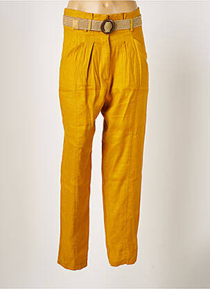 Pantalon droit fermeture zippée sous rabat avec crochet taille normale jaune LA PETITE FRANCAISE femme