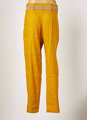 Pantalon droit fermeture zippée sous rabat avec crochet taille normale jaune LA PETITE FRANCAISE femme