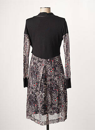 Robe mi-longue imprimé fantaisie manches longues noir GARELLA femme