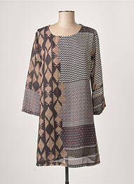 Robe courte fermeture zippée au dos manches longues beige CRISTINA REJ femme