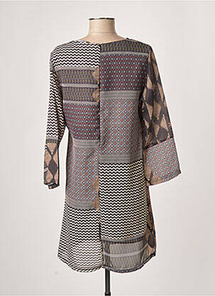 Robe courte fermeture zippée au dos manches longues beige CRISTINA REJ femme