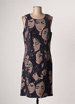 Robe mi-longue imprimé fantaisie sans manche bleu CAROLINE BISS femme
