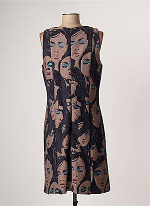 Robe mi-longue imprimé fantaisie sans manche bleu CAROLINE BISS femme