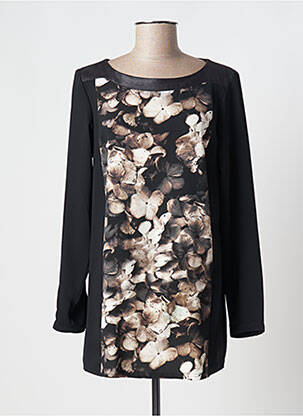 Tunique manches longues tissage crêpe noir GARELLA femme