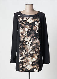 Tunique manches longues tissage crêpe noir GARELLA femme