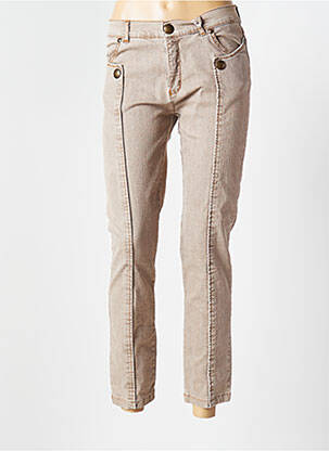 Jeans coupe droite stretch taille basse beige AQUAJEANS femme