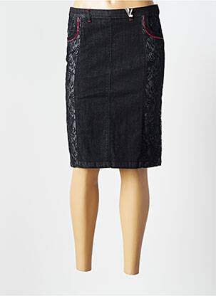 Jupe mi-longue stretch noir AQUAJEANS femme