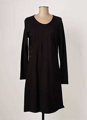 Robe mi-longue imprimé fantaisie manches longues noir THALASSA femme
