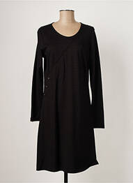 Robe mi-longue imprimé fantaisie manches longues noir THALASSA femme