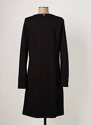 Robe mi-longue imprimé fantaisie manches longues noir THALASSA femme