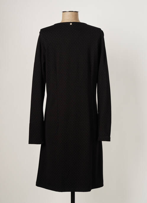 Robe mi-longue imprimé fantaisie manches longues noir THALASSA femme