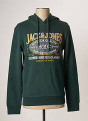 Sweat-shirt à capuche vert JACK & JONES pour homme seconde vue
