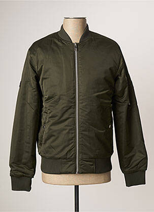 Blouson finition bords-côtes vert JACK & JONES homme