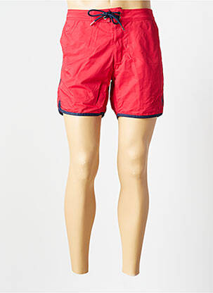 Short de bain effet matière satinée rouge KULTE homme