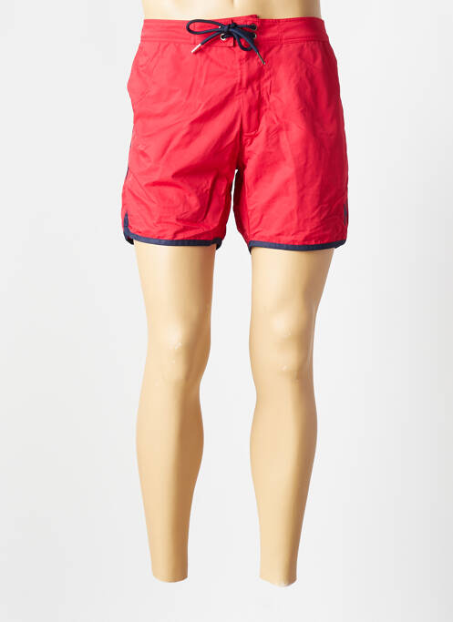 Short de bain effet matière satinée rouge KULTE homme