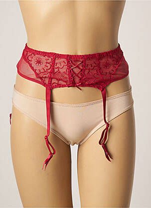 Guêpière/porte-jarretelle effet matière satinée rouge ANTINEA femme