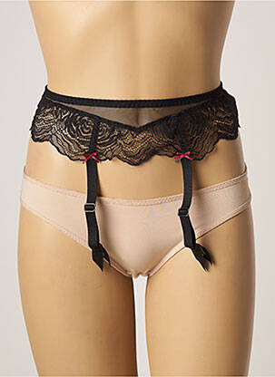 Guêpière/porte-jarretelle effet matière satinée noir ANTINEA femme
