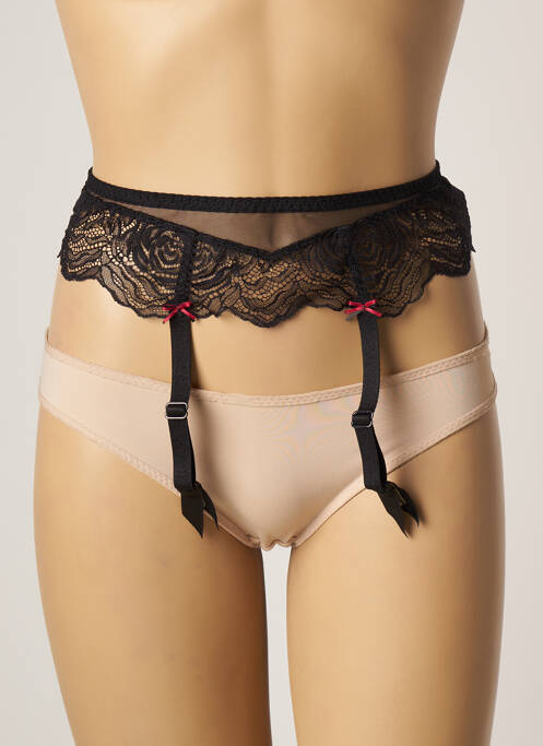 Guêpière/porte-jarretelle effet matière satinée noir ANTINEA femme