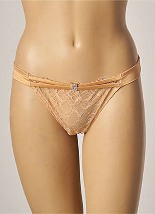 Tanga tissage dentelle beige LUNA femme