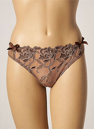Tanga tissage tulle marron CHRISTIES femme