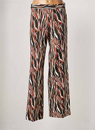 Pantalon flare taille à pinces taille haute marron EMA BLUE'S femme