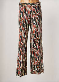 Pantalon flare taille à pinces taille haute marron EMA BLUE'S femme